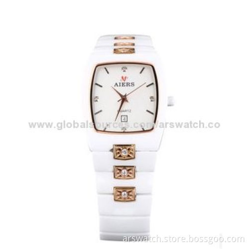 New Fashion Women's Ceramic Watches, Crystal Stones Setting, Waterproof and Japan Movement